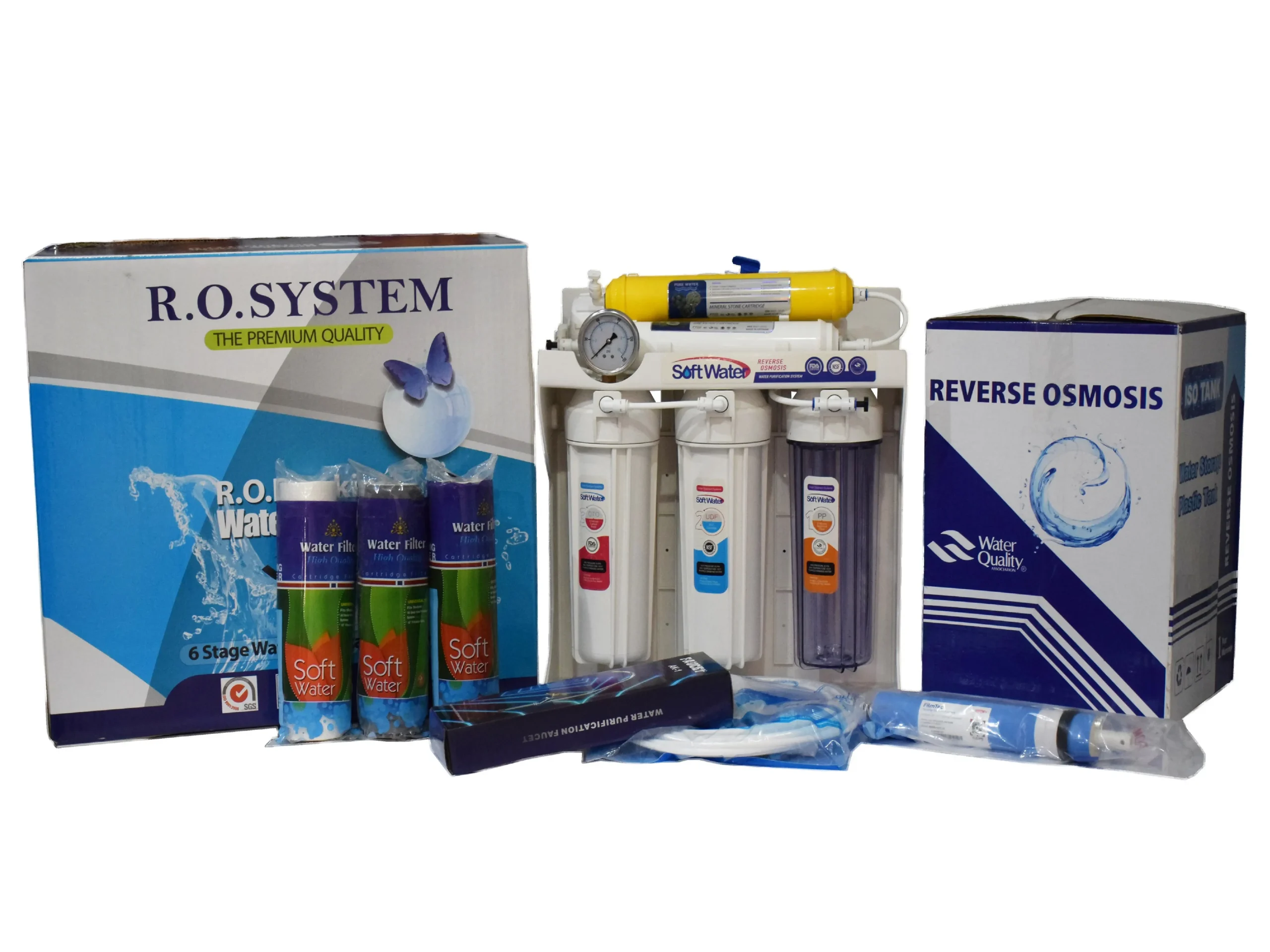 دستگاه تصفیه آب سافت واتر SOFT WATER به همراه فیلترها و مخزن ذخیره آب