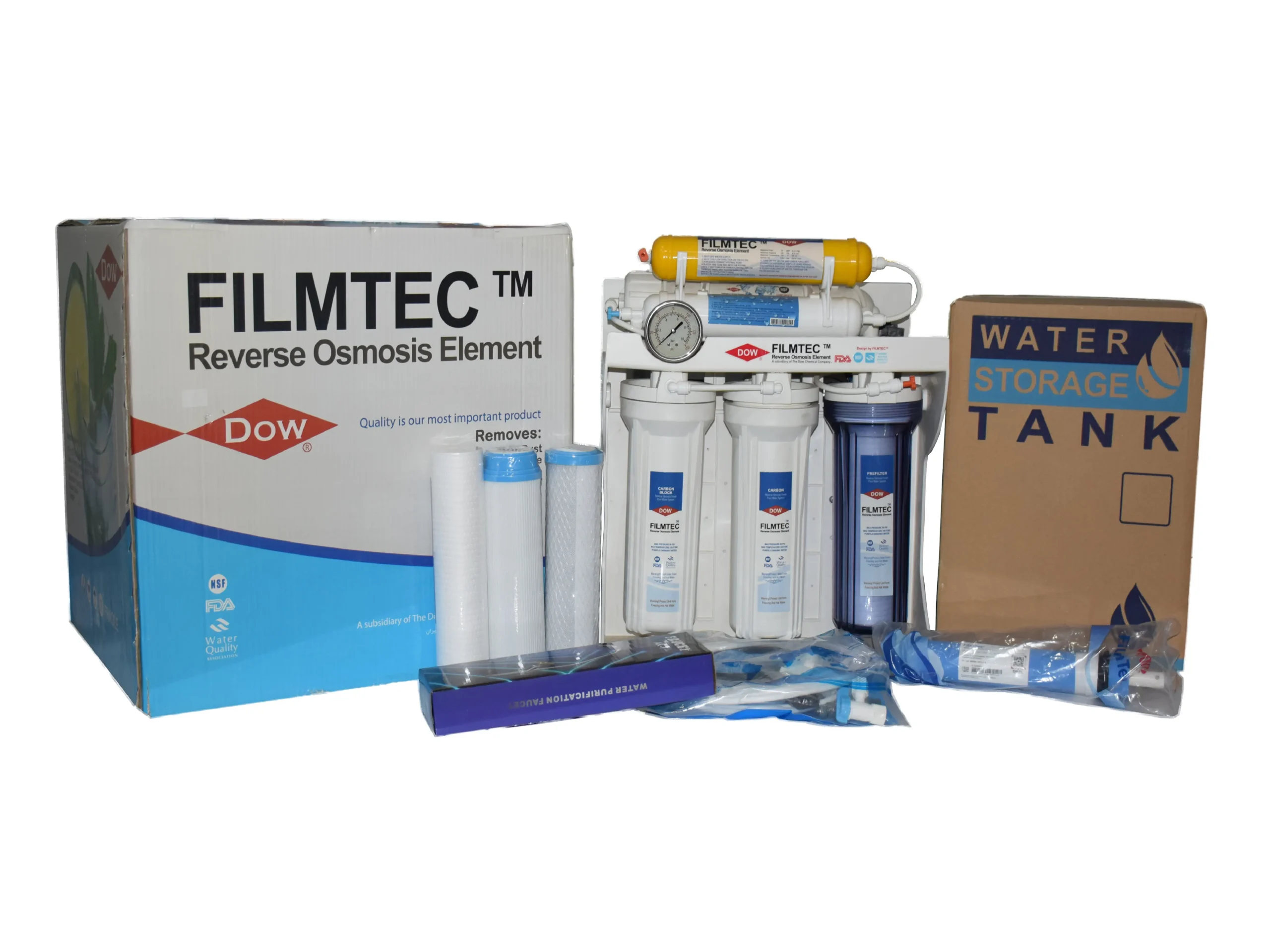دستگاه تصفیه آب فیلمتک Filmtec به همراه فیلترها و مخزن ذخیره آب