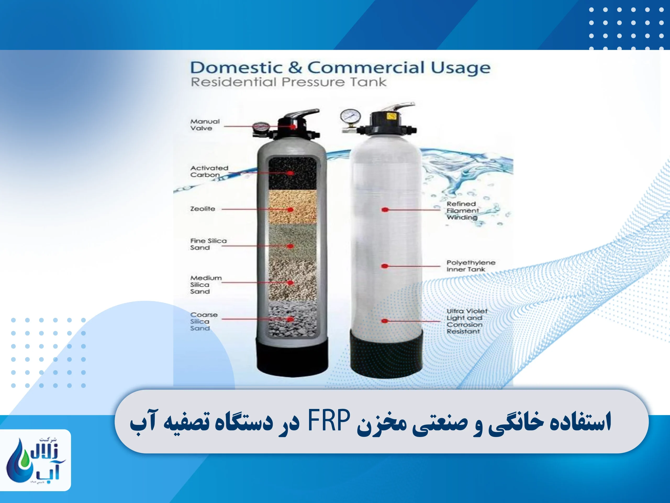 استفاده خانگی و صنعتی مخزن FRP در دستگاه تصفیه آب