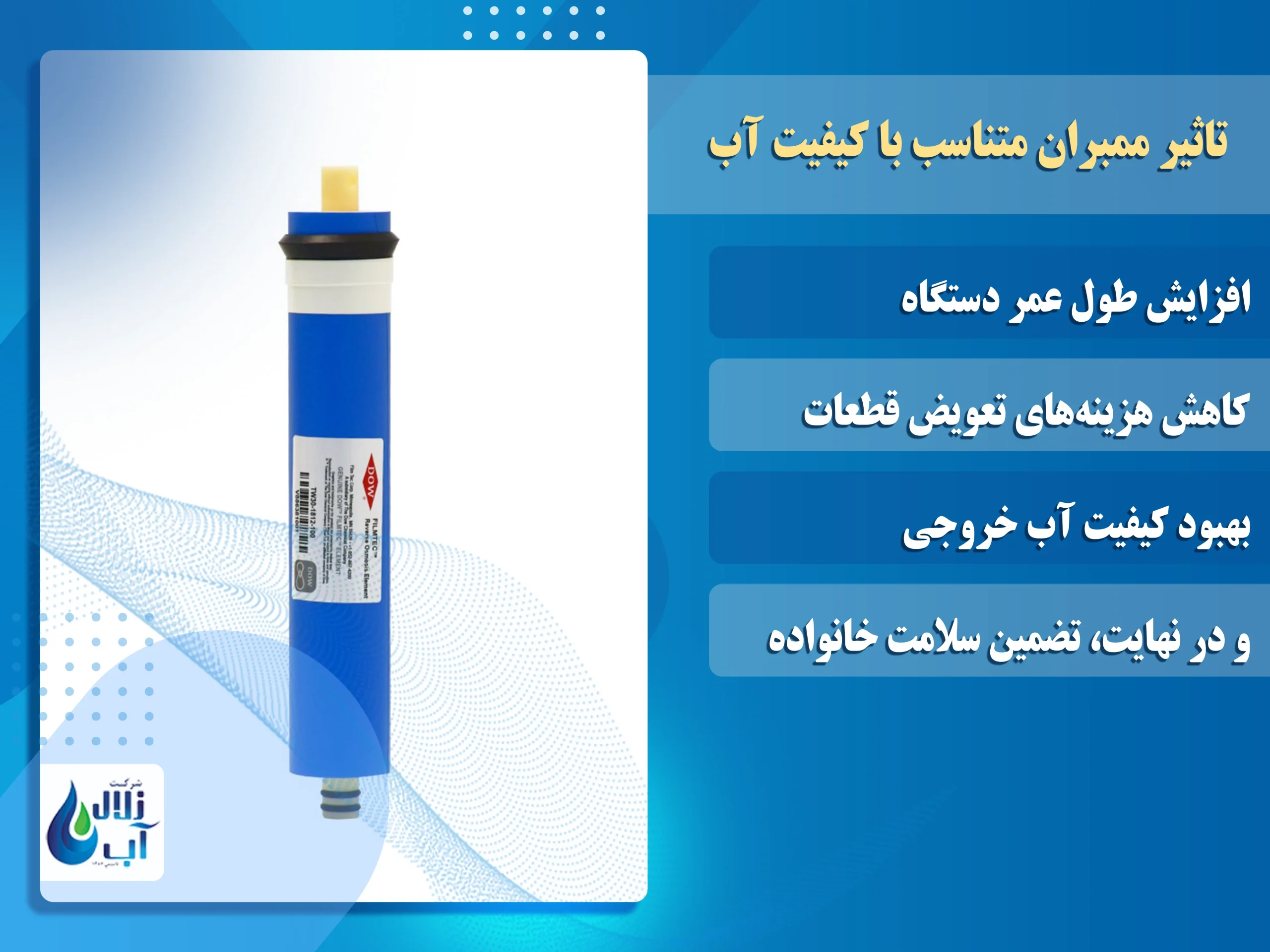 تاثیر استفاده از ممبران متناسب با کیفیت آب ب